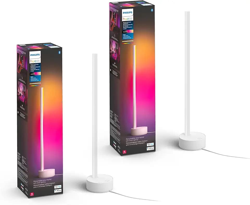 Philips Hue Signe Smart Table Lamp, White - White and Color Ambiance LED Color-Changing Light - 2 Pack - Control with Hue App - Compatible with Alexa, Google Assistant, and Apple Homekit