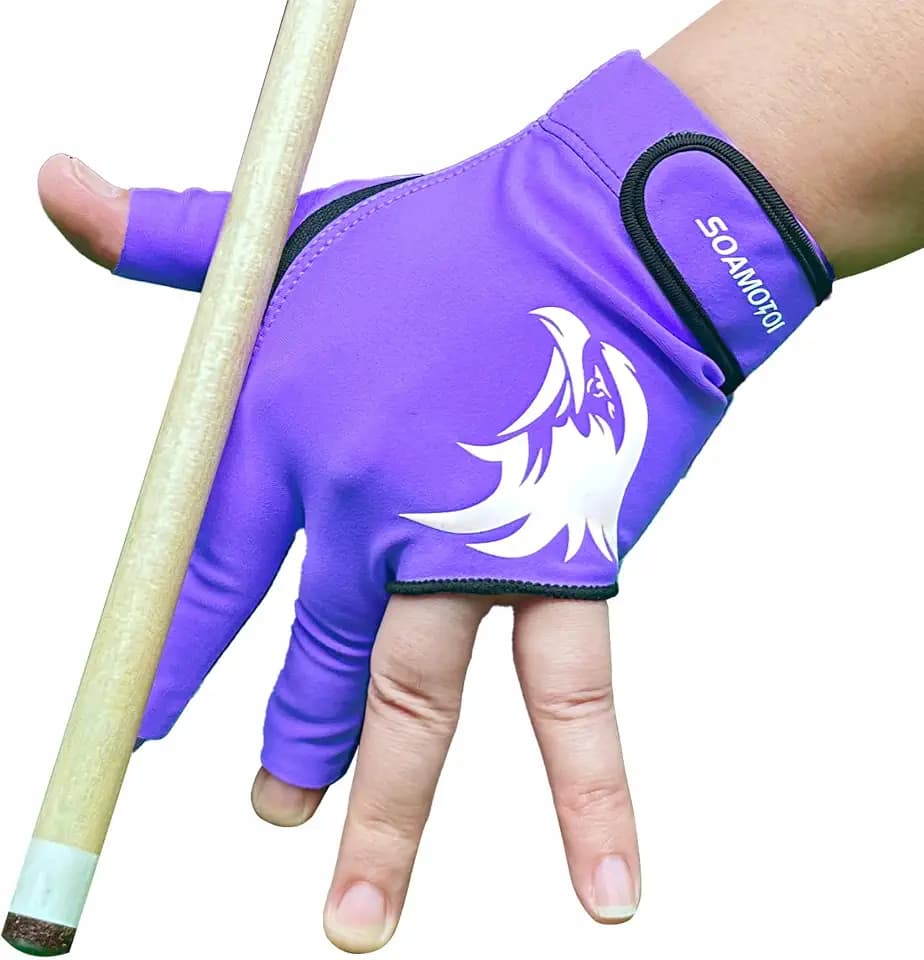 Pool Glove Left Hand 3 Finger for Right-Handed Player, Breathable Billiards Glove Quick Dry, Durable Pool Cue Gloves, Professional Snooker Cue Gloves for Billiards Accessories
