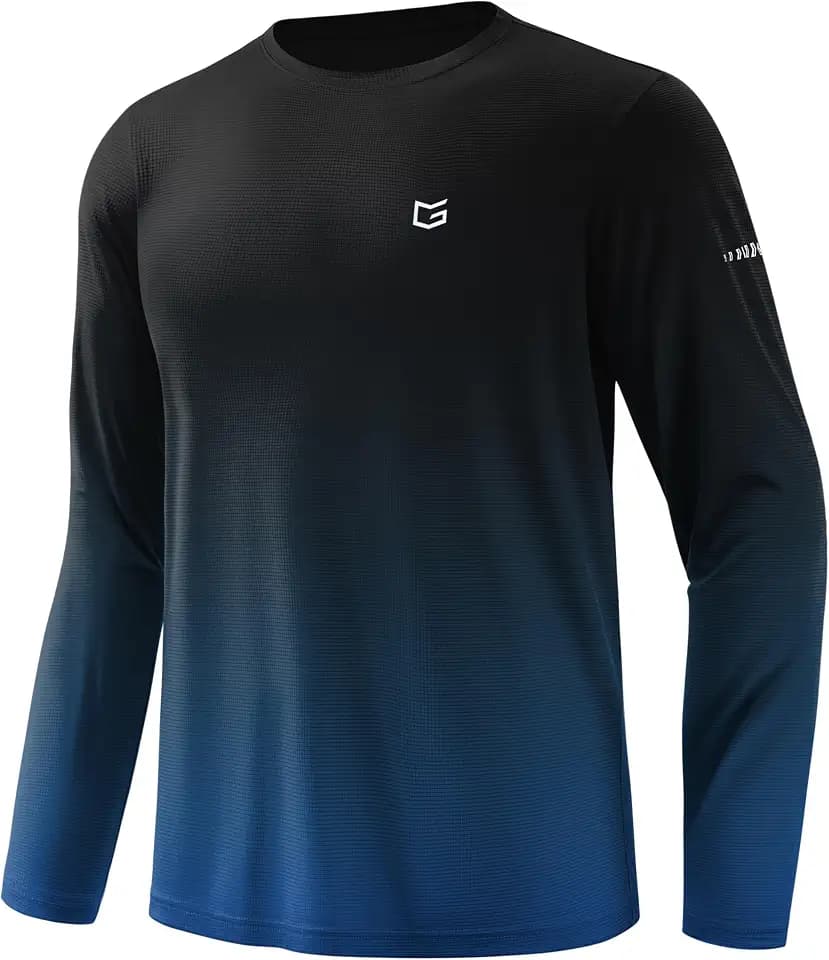 Men's Sun Protection UPF 50+ Grid Swim Long Sleeve Rash Guard SPF UV Shirts
