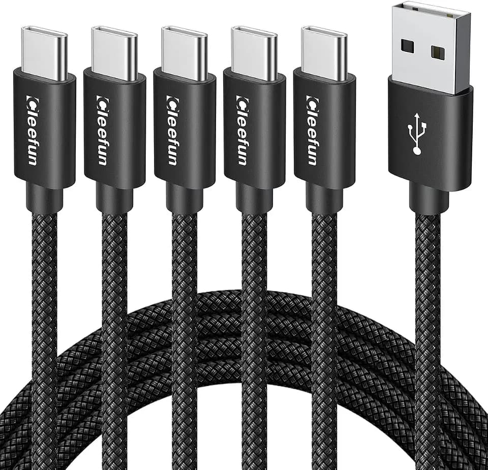 CLEEFUN USB to USB C Cable 6ft, 5-Pack USB A to Type C Cable Fast Charging