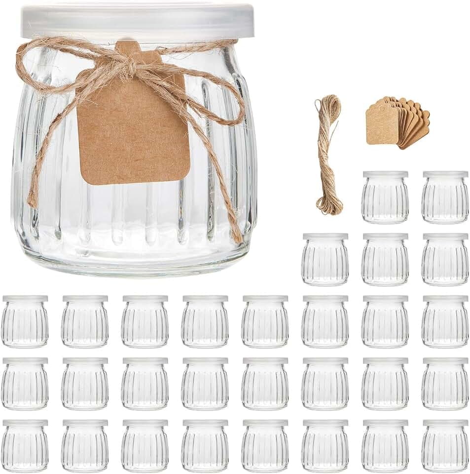 7 oz Glass Yogurt Jars With Lids, Small Pudding Jars, 30 Pack