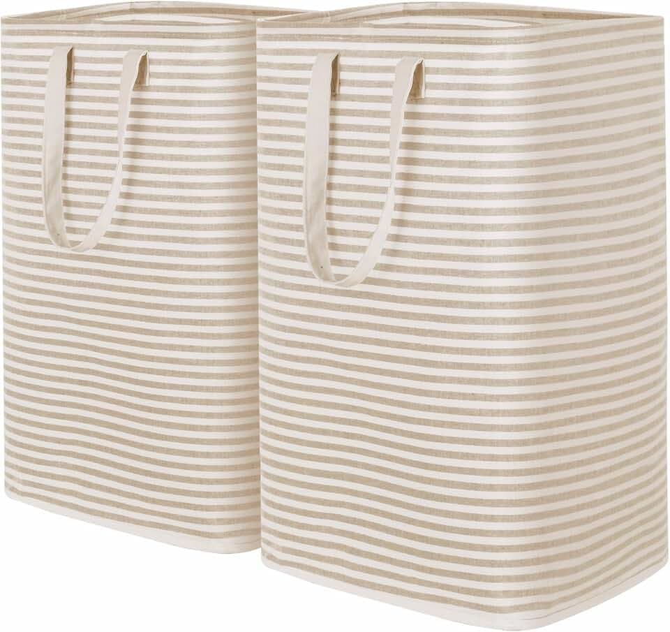 Lifewit 80L Large Laundry Baskets, Laundry Hampers Bags, 2 Pack, Beige