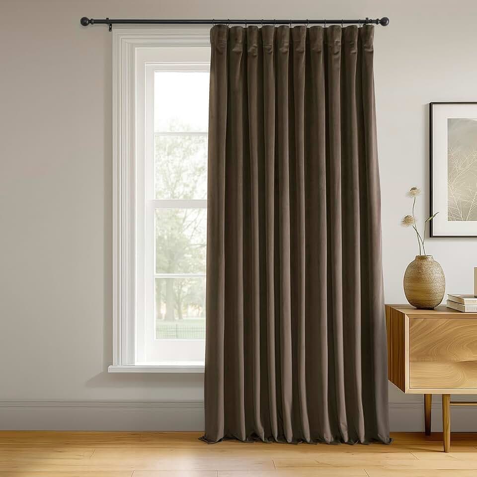 HPD Half Price Drapes Signature Velvet Thermal Blackout Curtains for Living Room 84 Inch Long (1 Panel) Rod Pocket Insulated Blackout Curtains for Bedroom Window Curtains, 100W x 84L, Java