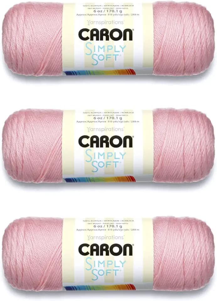 Caron Simply Soft Yarn for Crocheting & Knitting Soft Pink Pistachio 3-Pack