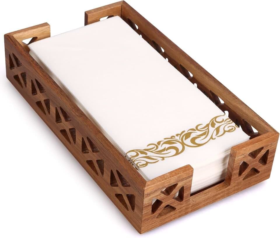 Acacia Wood Napkin Holder for Bathroom Guest Towel Holder for Dining Table