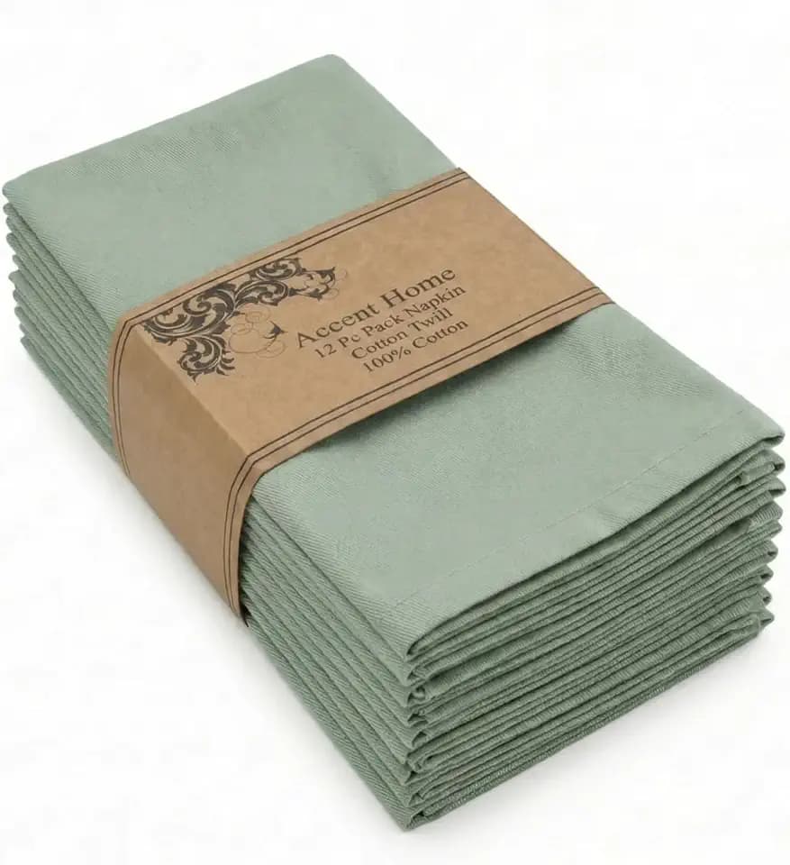 ACCENTHOME Accent Home 100% Cotton Napkins, Delicate Cloth Napkins for Dinners, Parties and Weddings,18 x 18 Inch Set of 12 - Teal