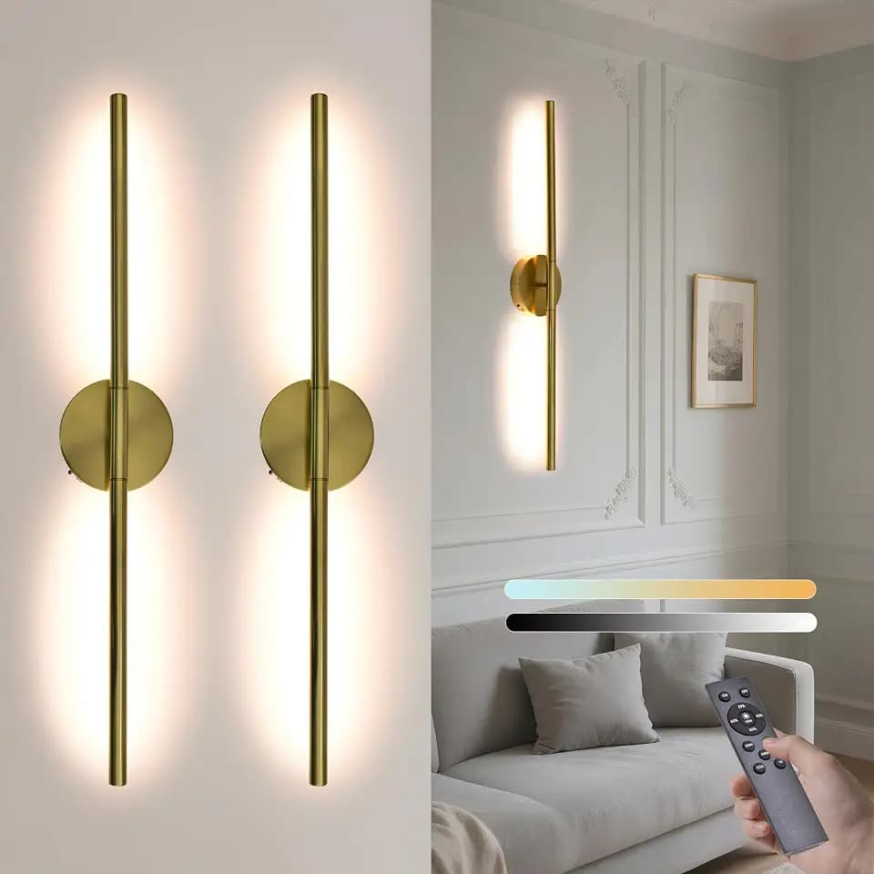 Battery Operated Wall Lights,Set of 2 (Gold, 28 inch)