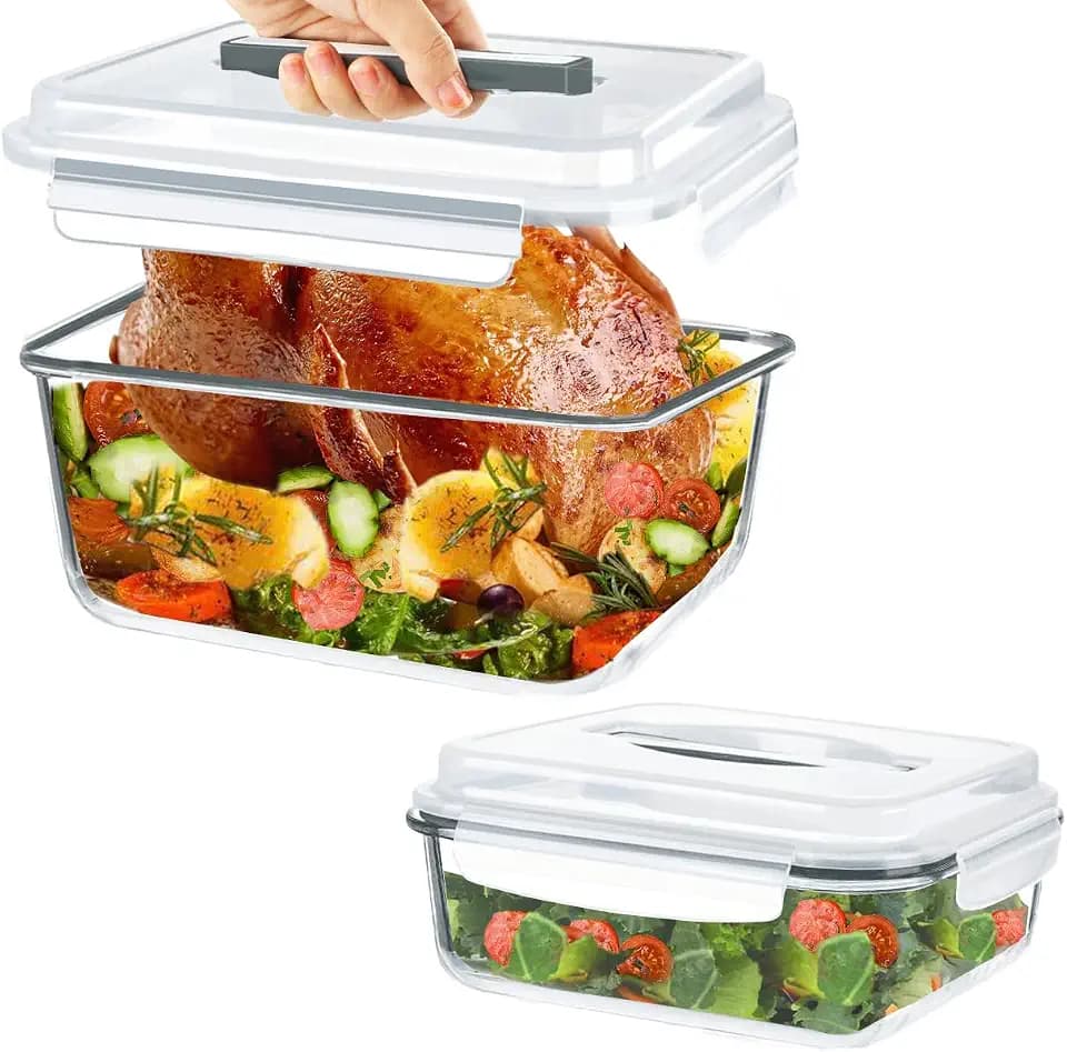 KOMUEE 2 Pack 220oz+76.4oz Extra Large Glass Food Storage Containers Set