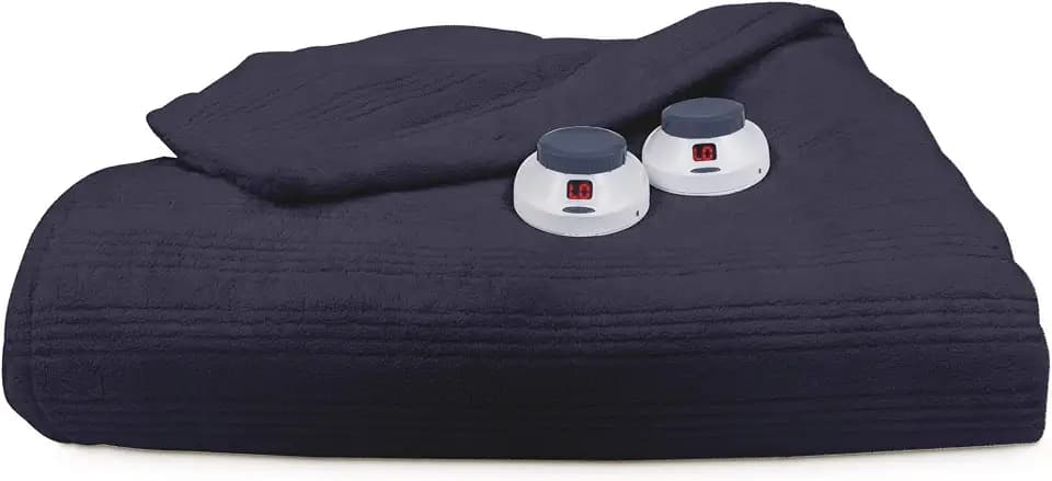 SoftHeat by Perfect Fit | Ultra Soft Plush Electric Heated Warming Blanket with Safe & Warm Low-Voltage Technology (Full, Nightshadow Blue)
