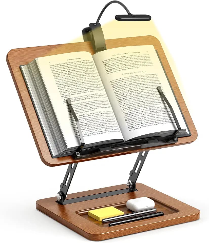 OPTIXCELL Book Stand with Light, Hands Free Book Holder, Gifts Book Lovers