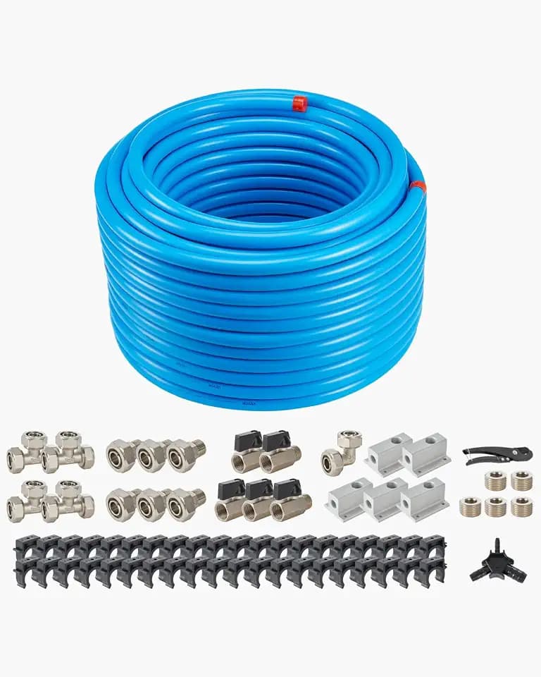 VEVOR Air Compressor Line Kit, 200FT x 3/4", HDPE-Aluminum Compressed Air Piping System, Leak-Proof & Easy-to-Install, Compressed Air Line Tubing Kit for Garages Workshops, Blue