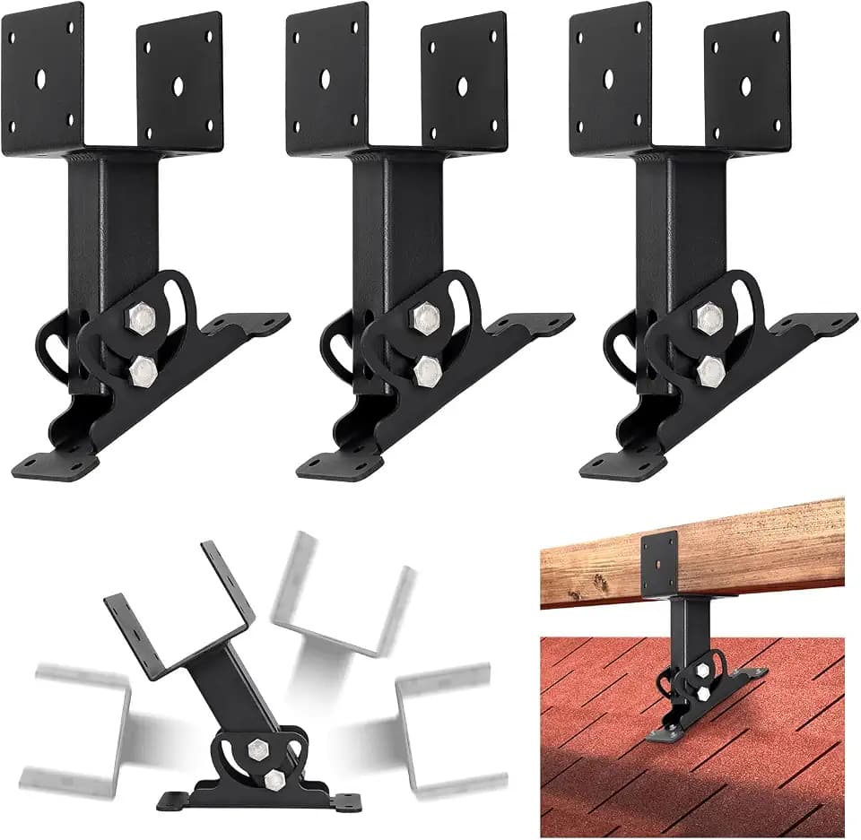 3 Pack 304 SS 4x4 Heavy Duty Adjustable Roof Riser Brackets (Black)