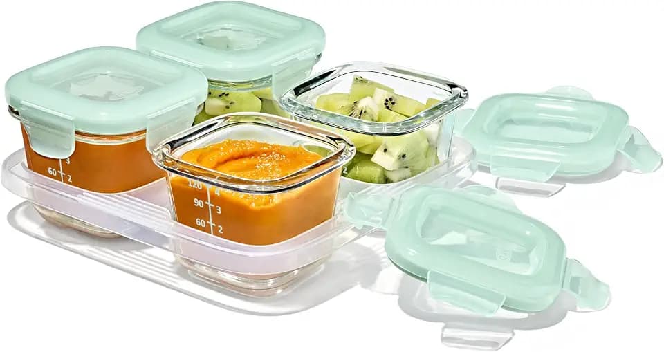 OXO Tot Glass Baby Blocks Food Storage Containers, 4 oz