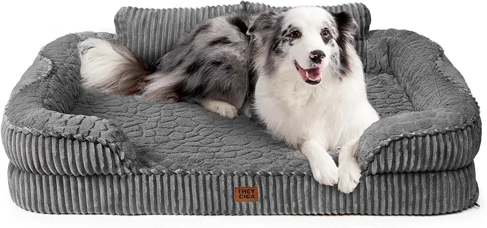 EHEYCIGA Orthopädisches Hundebett Mittelgroße Hunde, 104x69cm, Grau