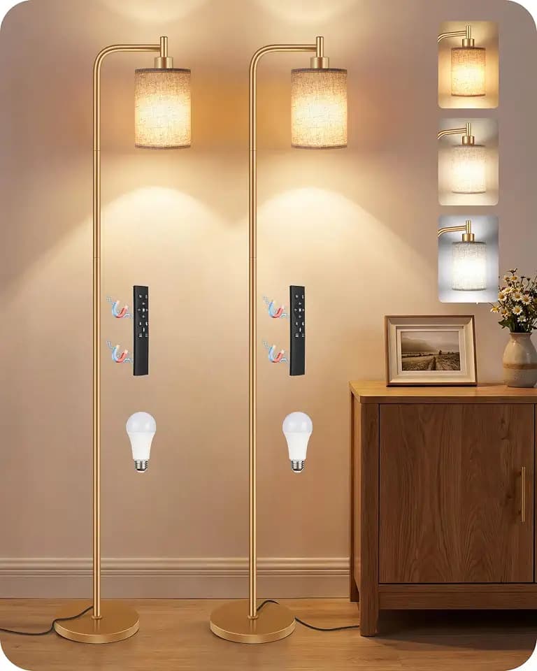 Dimmable Floor Lamp for Living Room with Remote & 10W Bulb
