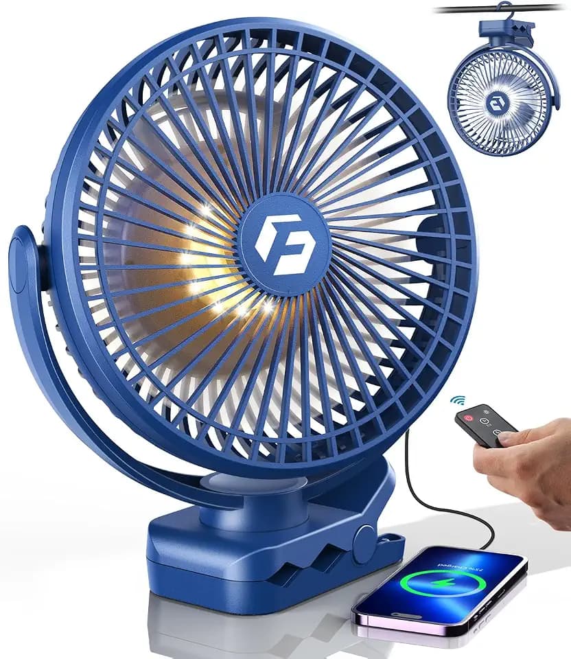 8" Clip on Fan, 20000mAh Rechargeable Fan Battery Portable, Strong Airflow