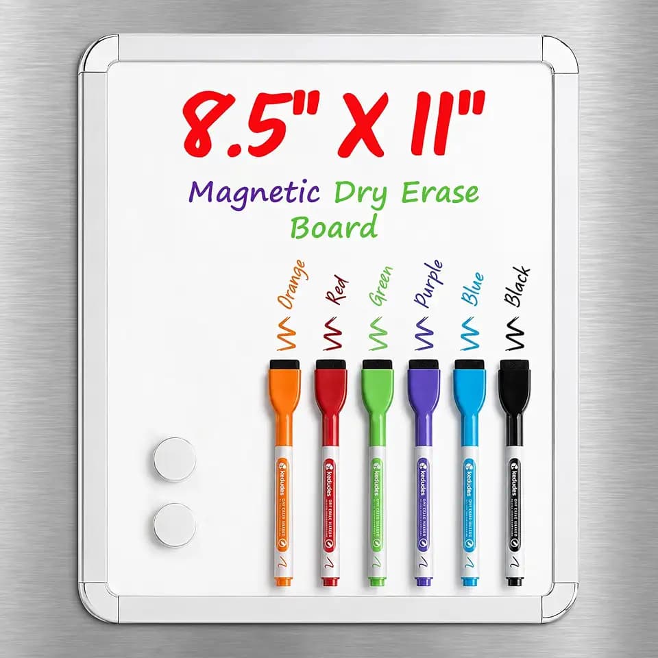 Magnetic Dry Erase Board for Fridge 8.5’’ x 11’’ with 6 Magnetic Markers