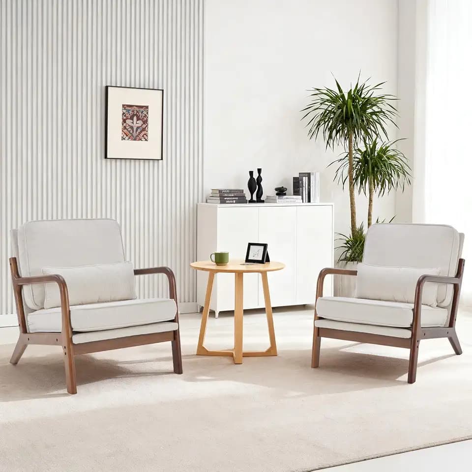 DUMOS Mid Century Accent Chairs Set of 2, 16'' Seat Height Lounge Chair