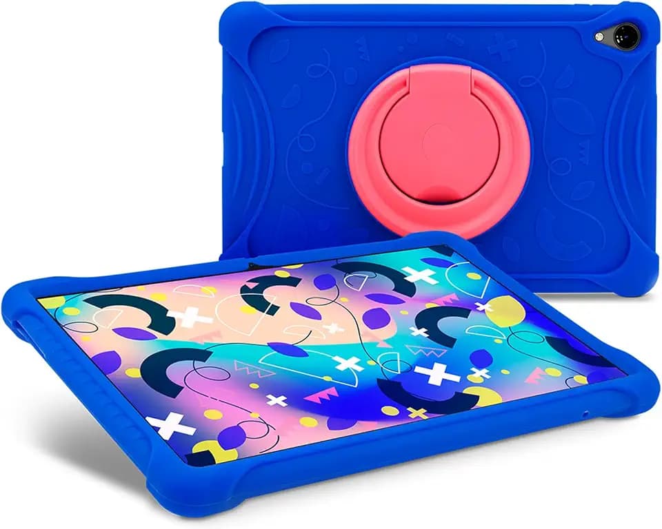 SPC Gravity 11“ Kids Case – Kinderschutzhülle aus Silikon für SPC Gravity 11” mit drehbarem Ring für Ständer, verstärkte Ecken, extrem widerstandsfähig und sehr leicht zu reinigen – Blau und Rosa