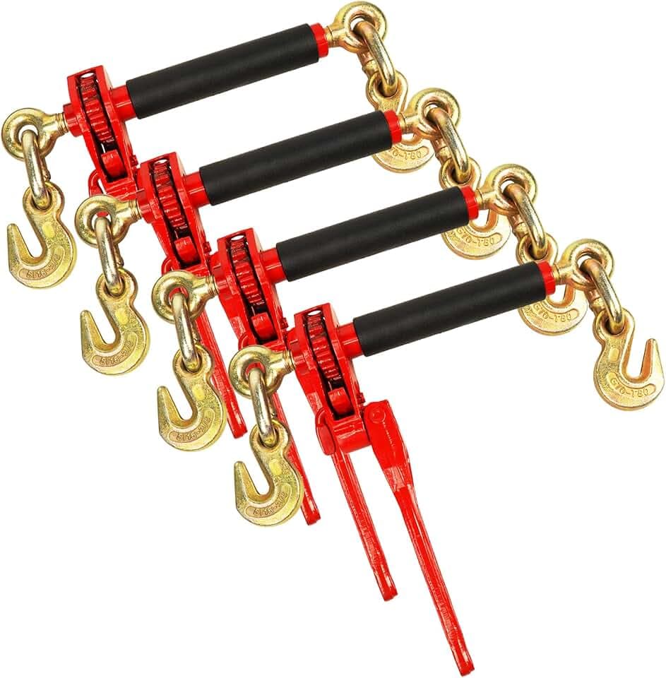 ENJ 4 Pack Folding Handle Load Binder, for 3/8-1/2 Grade 70 Transport Chain