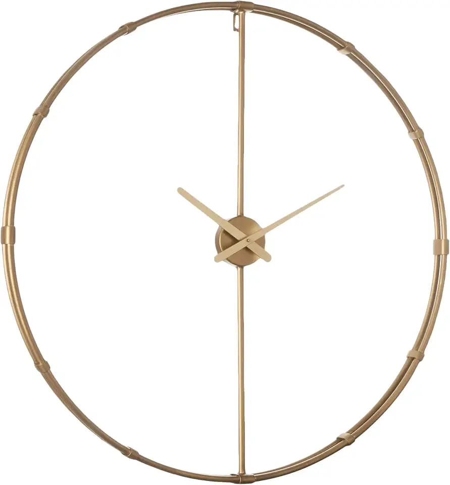 SEI Furniture - Duzen Large Metal Clock - Transitional Design, Gold Iron - Ideal for Living Room, Bedroom (WS1949)