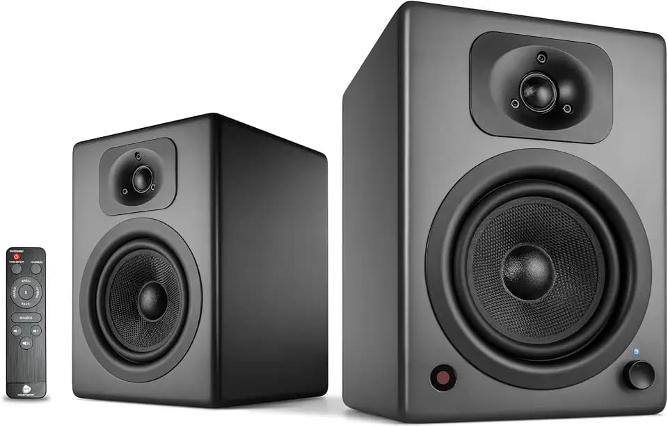 wavemaster TWO NEO stone gray – Regallautsprecher-System (60 Watt) mit Bluetooth-Streaming, digitalen Anschlüssen und IR-Fernbedienung Aktiv-Boxen Nutzung für TV/Tablet/Smartphone, dunkelgrau (66364)