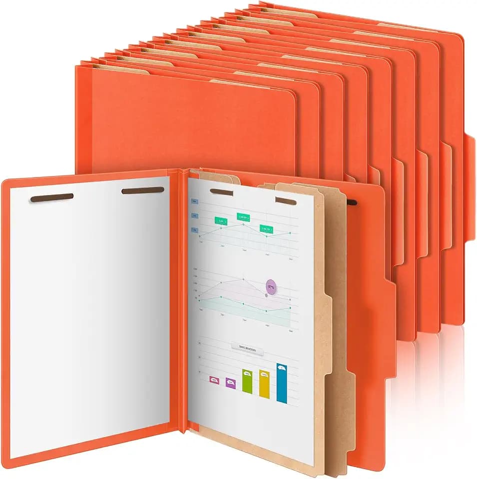 Skyygemm 12 Pcs Classification Folders 2 Divider Letter Size, Orange