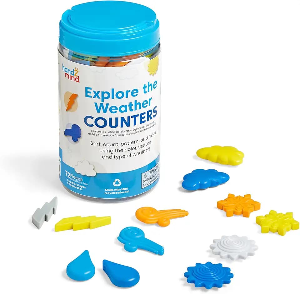 hand2mind Explore the Weather Counters, Meteorology for Kids, Ages 3+