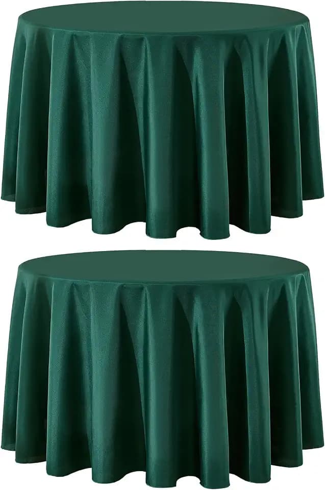 2 Pack Dark Green Round Tablecloths 120 Inch for Dining Tables