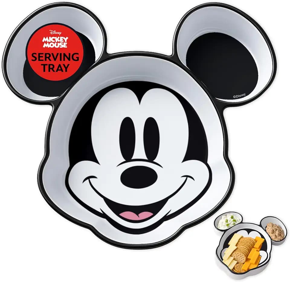 Disney Mickey Plastic Serving Tray for Party, 3-Compartment, BPA-Free