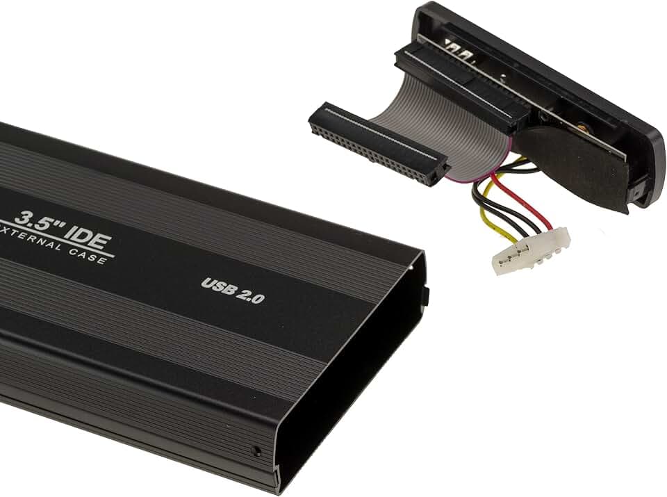 KALEA-INFORMATIQUE Externes USB-Gehäuse für IDE 3.5 40-Pin-Festplatten mit externer Stromversorgung. Aus Aluminium, schwarz.
