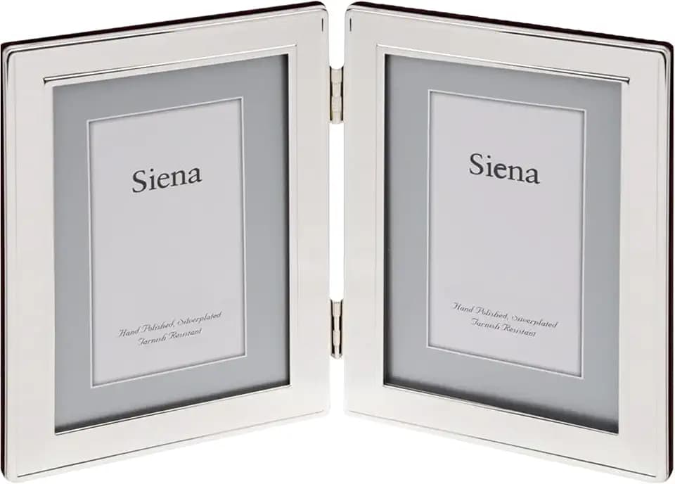 Siena Double Border Plain Silver Picture Frame, Tarnish Resistant Finish, Perfect Photo Frame for any End Table, Credenza, Shelf, or Nightstand, Silver 4x6, Double