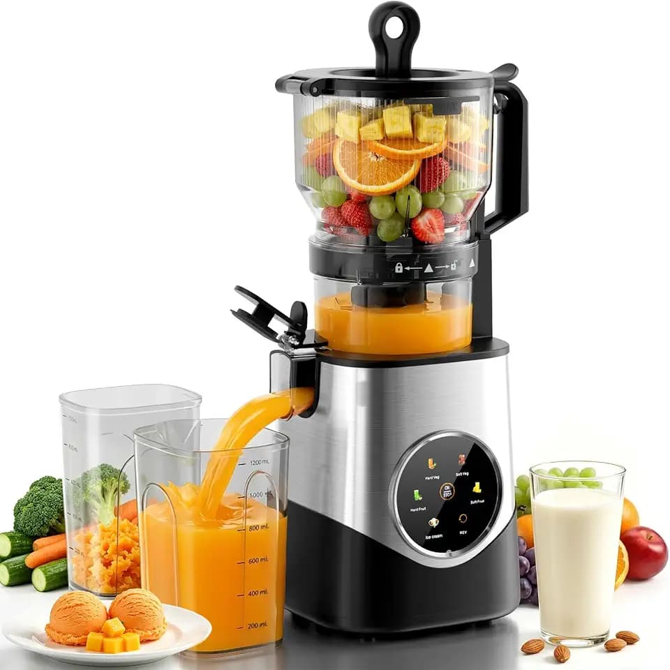 Kismile Cold Press Juicer, Masticating Juicer for Juice, Sorbet, Nut Milk