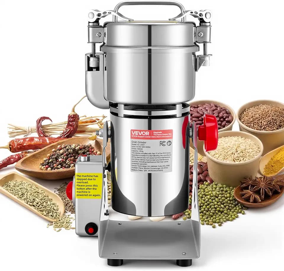 VEVOR 300g Electric Grain Mill Grinder, High Speed 1500W Commercial Spice Grinders, Stainless Steel Pulverizer Powder Machine, for Dry Grains Spices Cereals Coffee Corn Pepper, Swing Type