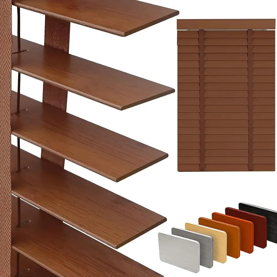 2" Slats Wood Blinds for Indoor Windows: Cordless Solid Wooden Blind&Shades