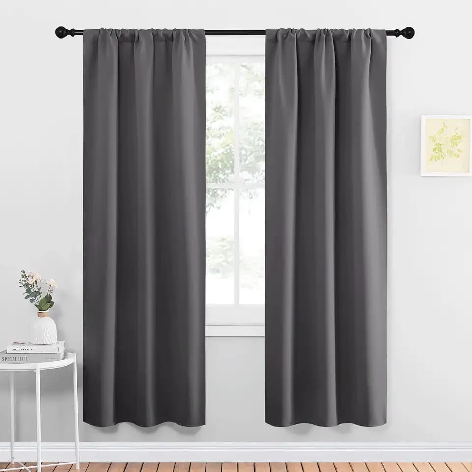NICETOWN Grey Blackout Curtains for Bedroom 34" Wide x 72" Long 2 Panels