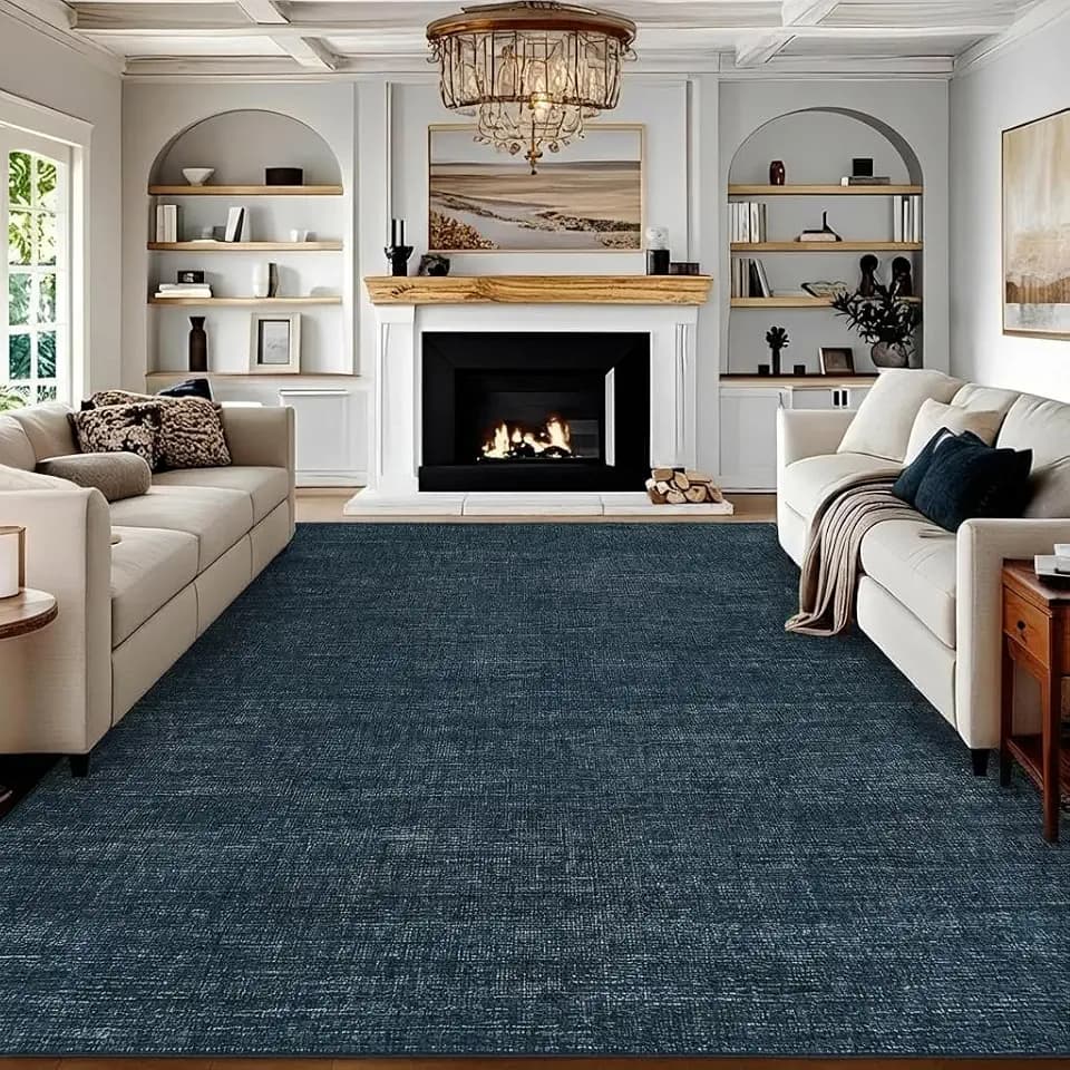 Garvee Modern Living Room Rugs 8x10 Dining Room Rugs for Under Table, Navy