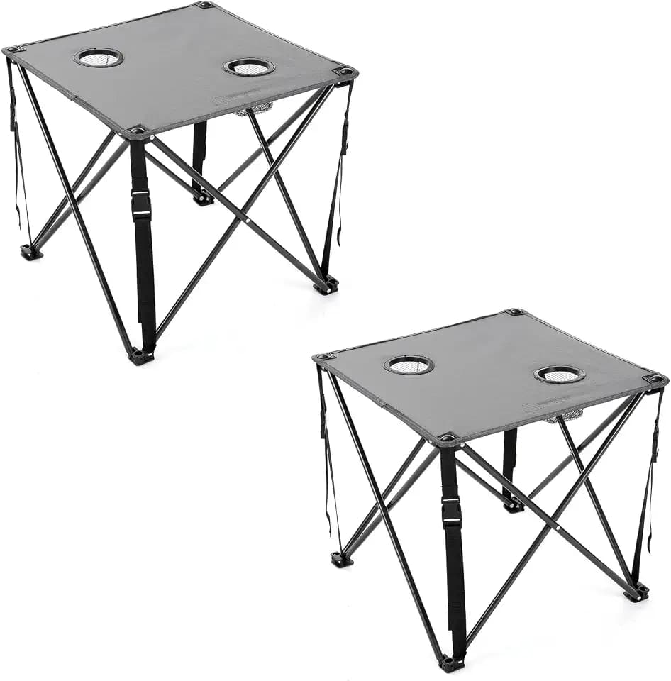 ARROWHEAD OUTDOOR 26” (66cm) Portable Camping Folding Table, 2 Cup Holders, Square, Carrying Case, Steel Frame, High-Grade 600D Canvas