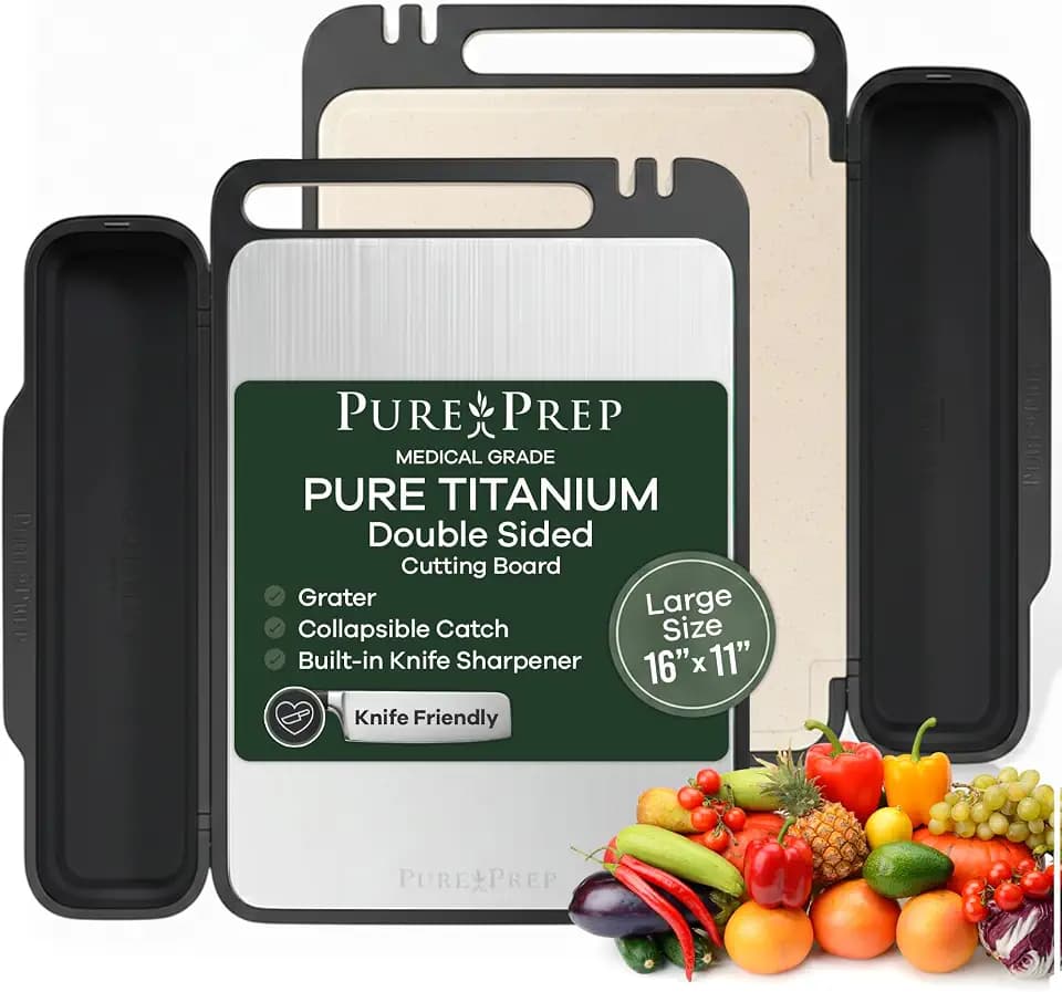 Titanium Cutting Board with Double-Sided Wheat Straw PP Kitchen Use - 16x11