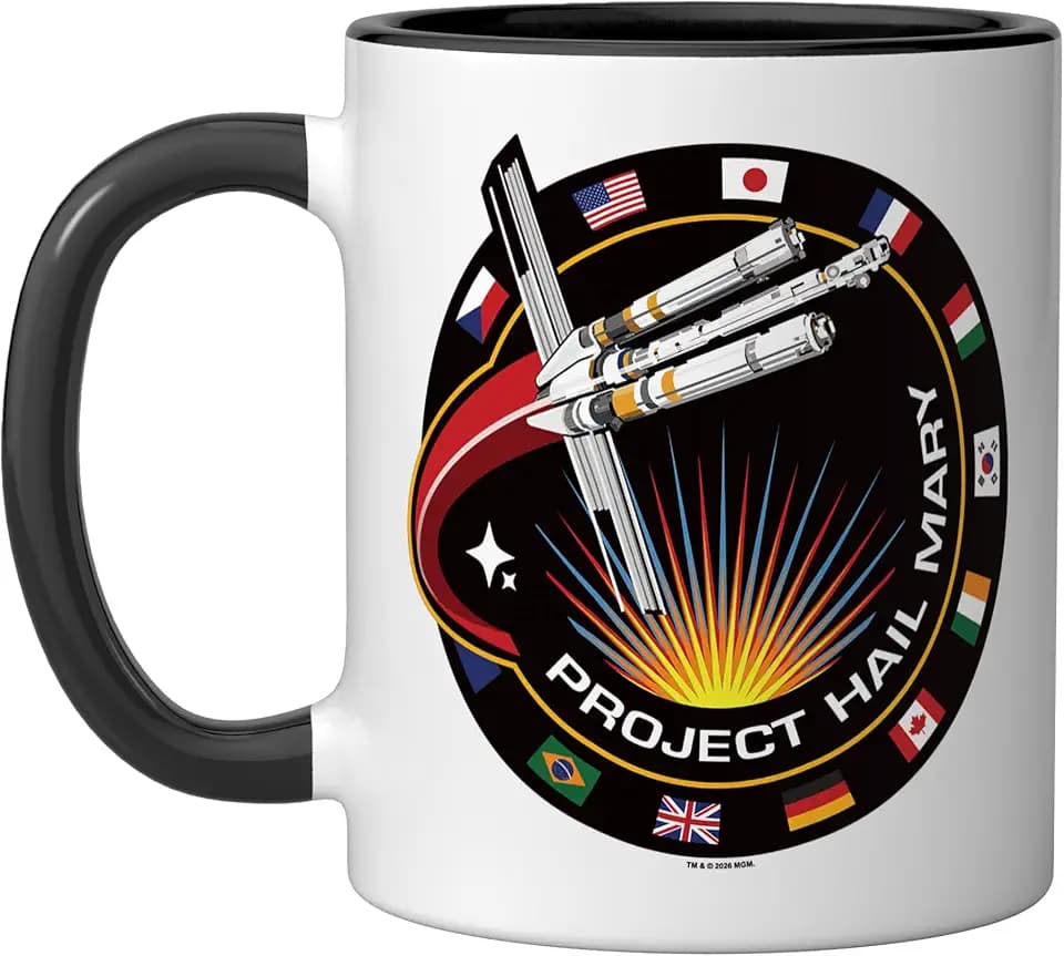 Project Hail Mary Spaceship Mission Badge Poster Ceramic Mug, Black/White, 11oz