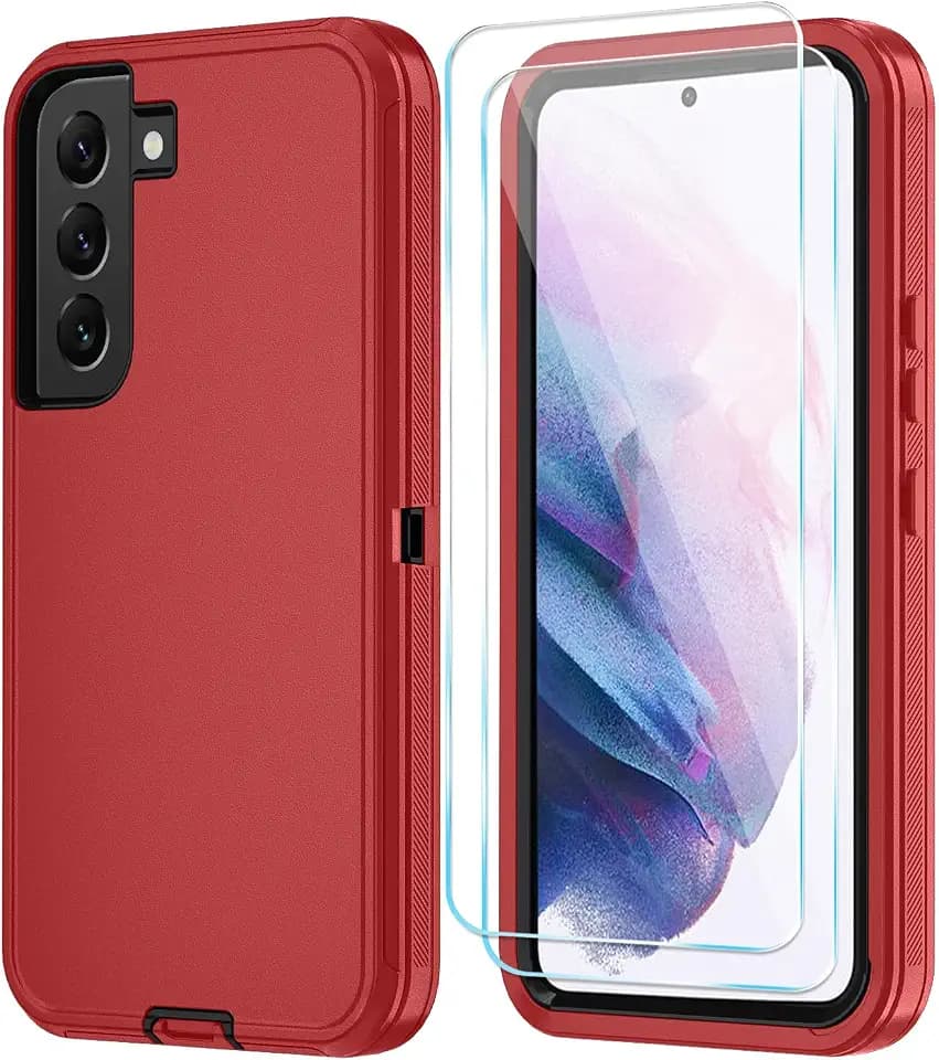 ONOLA for Samsung Galaxy S21 Case, 3-Layer Cover, RedBlack