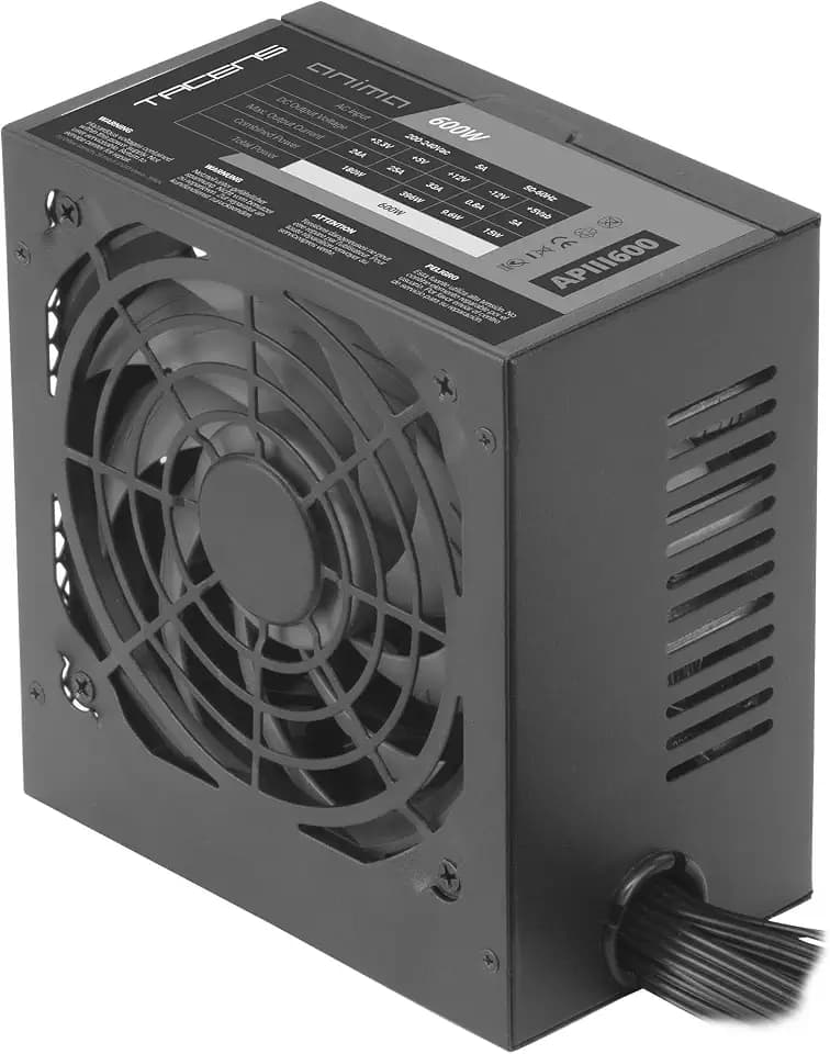 Tacens Anima APIII600, ATX PC-Netzteil 600W, SMD-Technologie, 85% 12V-Effizienz, 12-cm-Ultrasilent-Lüfter, Japanische TK-Kondensatoren 105 °C, Carbonfaser-Kabel, Schwarz
