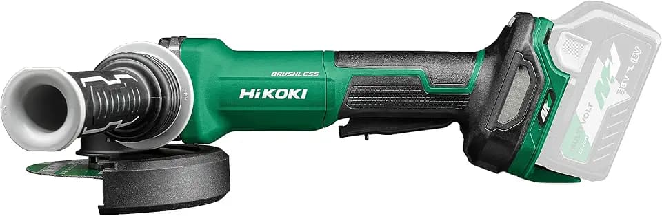 HIKOKI Akku Winkelschleifer G3613DVF (36V, Paddle Schalter, Schleifscheiben Ø: 125 mm, Antriebsspindel: M14, Leerlaufdrehzahl: 3200-10000 min-1) Plus Zubehör, OHNE Akku, Ladegerät und Transportkoffer.