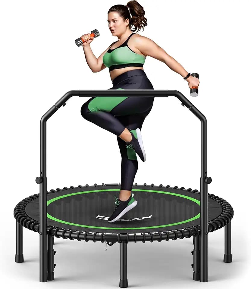 BCAN BT2 40/48" Rebounder Trampoline for Adults, Indoor, 450/550lbs,Bungees Rebounder for Adults, Adjustable Handlebar, Quiet Mini Exercise Trampoline for Indoor Workout, Low-Impact|FED Fitness