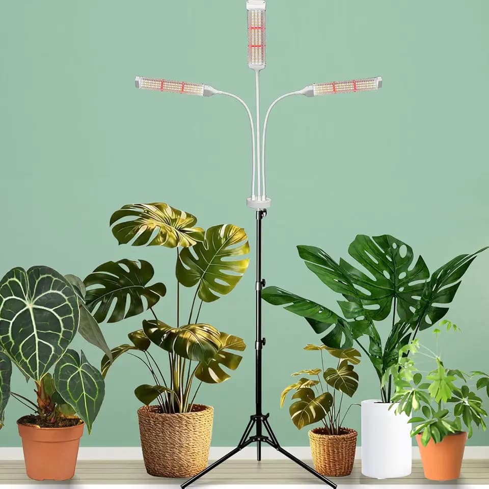 Pflanzenlampen LED Vollspektrum, Pflanzenleuchte Pflanzenlicht mit Ständer Pflanzen LED Wachstumslampe für Pflanzen mit Zeitschaltuhr 3 Farbmodi 10 Lichtstärken (3-Stand)