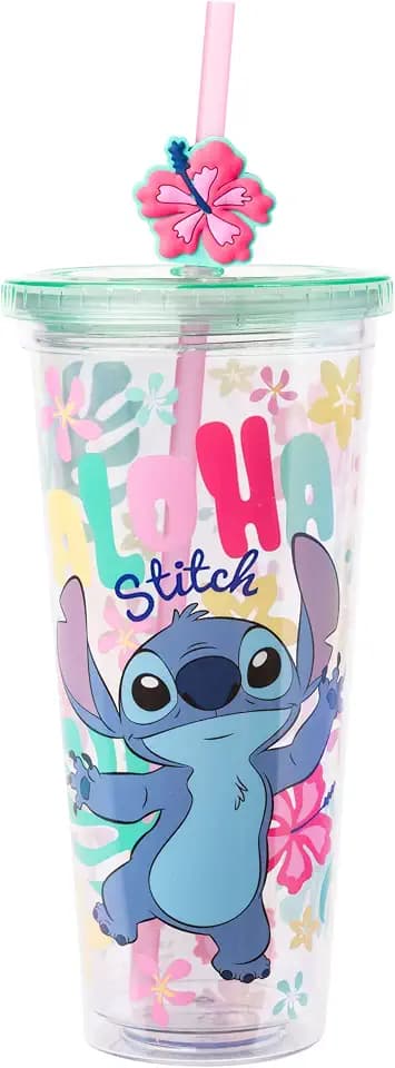 Silver Buffalo Disney Lilo and Stitch Aloha Island, Plastic Cold Cup, 24oz
