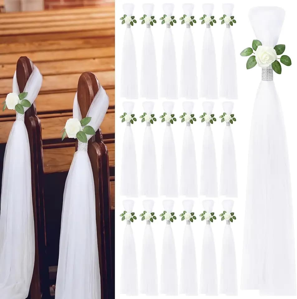 Suncalla 24 Set Wedding Aisle Decorations 31.5" Chair Aisle Decor, White