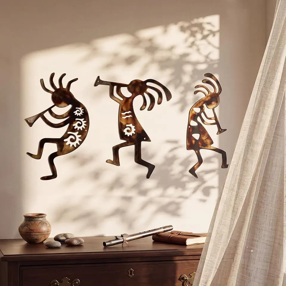 Novabright 3 Pcs Kokopelli Metal Wall Art Southwestern Wall Art
