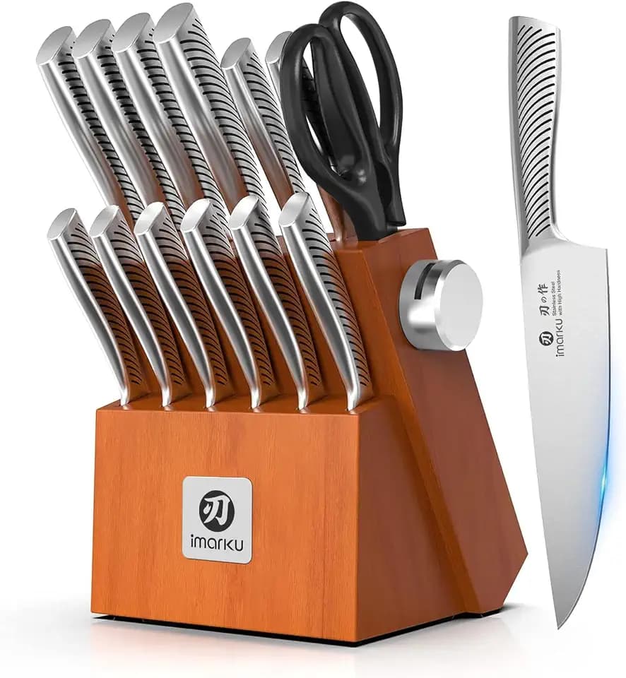 imarku 14 Piece Stainless Steel Knife Set with Build-in Sharpener