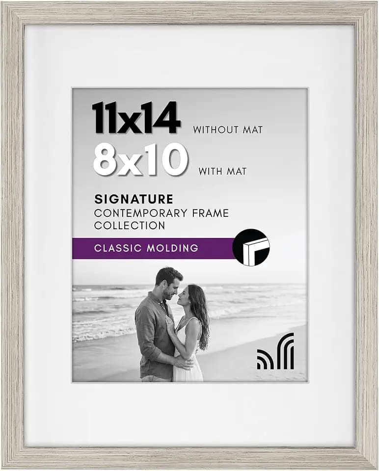 Americanflat 11x14 Picture Frame - Matted to 8x10 - Driftwood